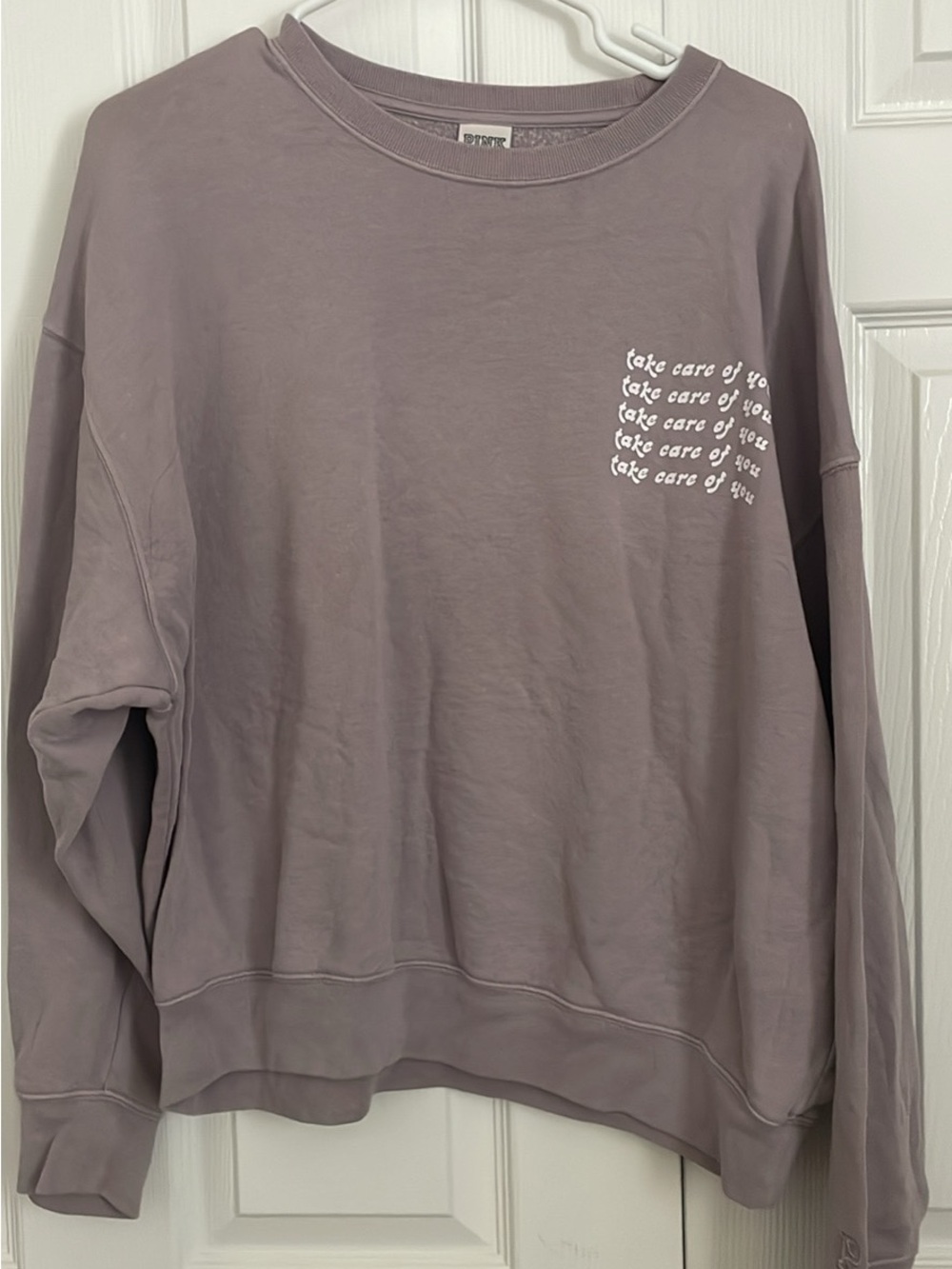 PINK Victoria's Secret Mauve 'Take Care of You' Crewneck Sweatshirt